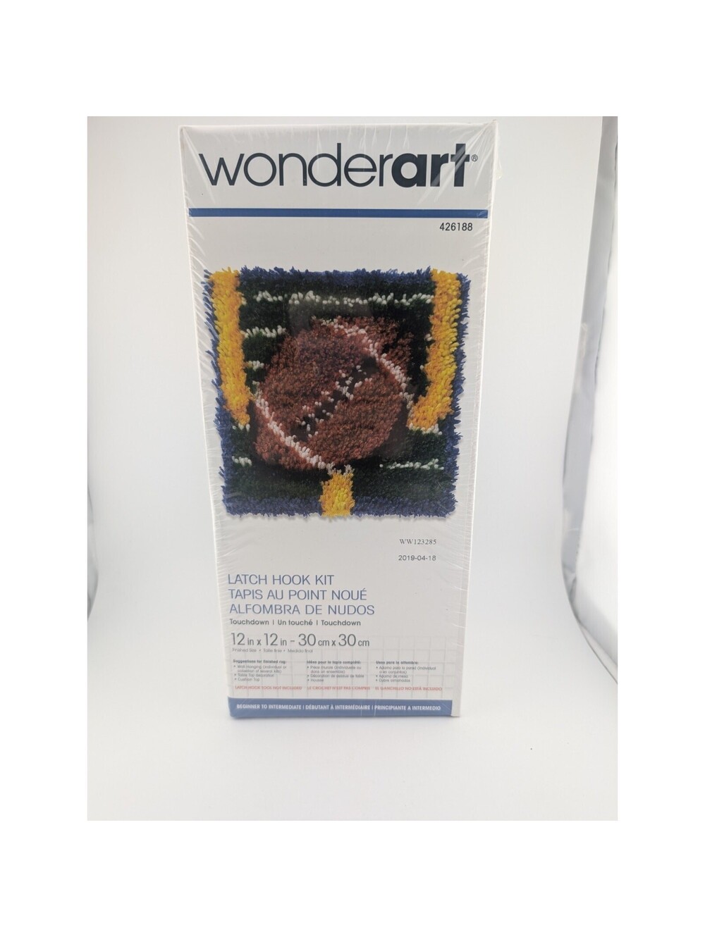 Wonder Art Football Latch Hook Kit Touchdown 426188 12x12" Wonderart New Sealed